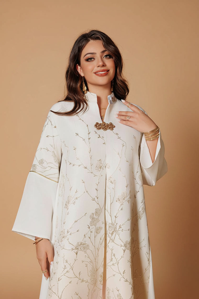 Embroidery Jacquard Gradient Color Caftan Kaftan Dress For Women - Eid Dress Mukhawar Jalabiya - #26377