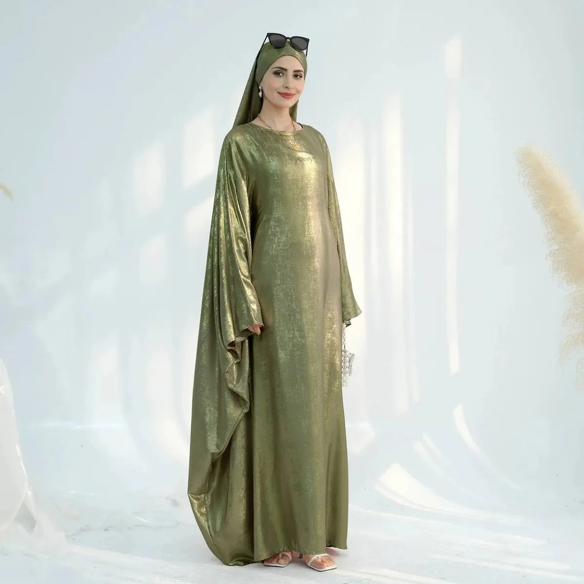Bronzing Gleam Butterfly Batwing Farasha Abaya Dress