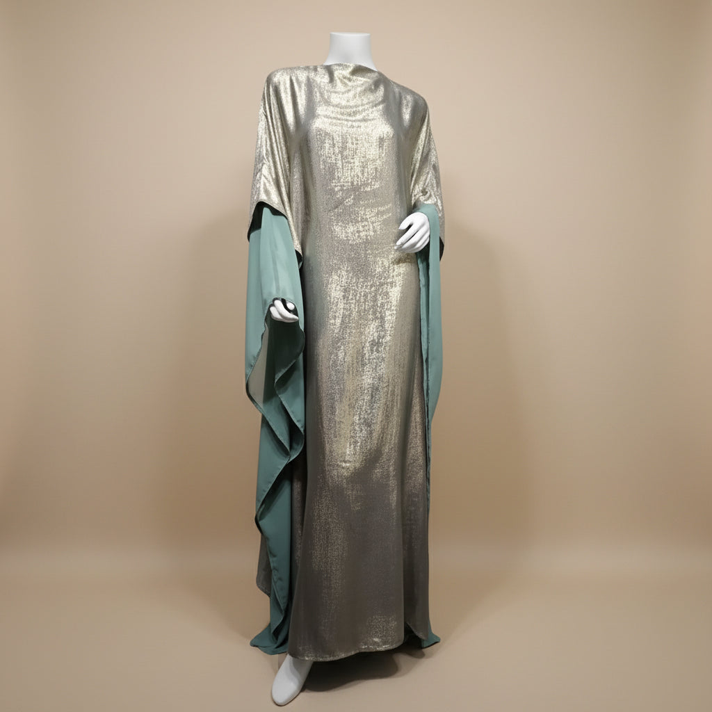 Bronzing Batwing Sleeve Farasha Abaya Dress For Muslim Women #25233