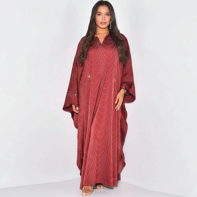 فستان عباية مزين بأحجار الراين رقم 25192