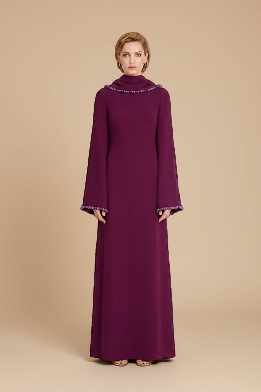 Embellished Beads Cape Abaya Dress - Luxury Abaya - Eid/Wedding/Graduation - #265385