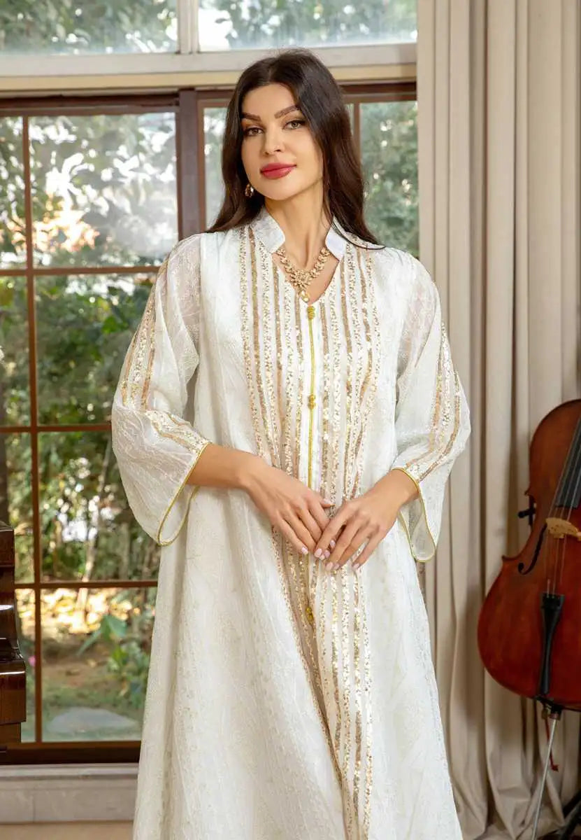 Eid Dress Sequins Embroidery Women Kaftan Caftan Dress