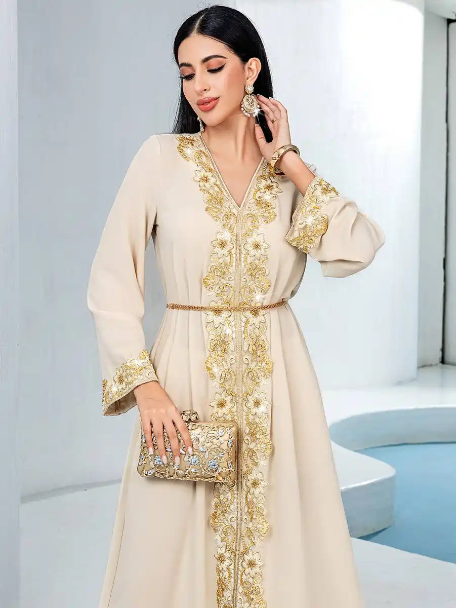Embroidery Lace Eid Outfits Caftan Kaftan Dress #2540931