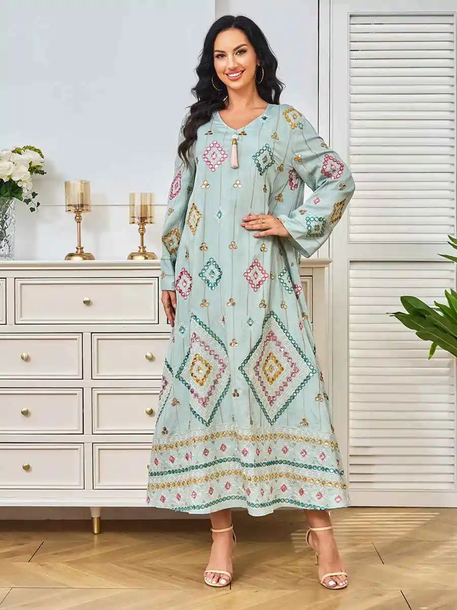 فستان قفطان عيد مطرز بالترتر #24366