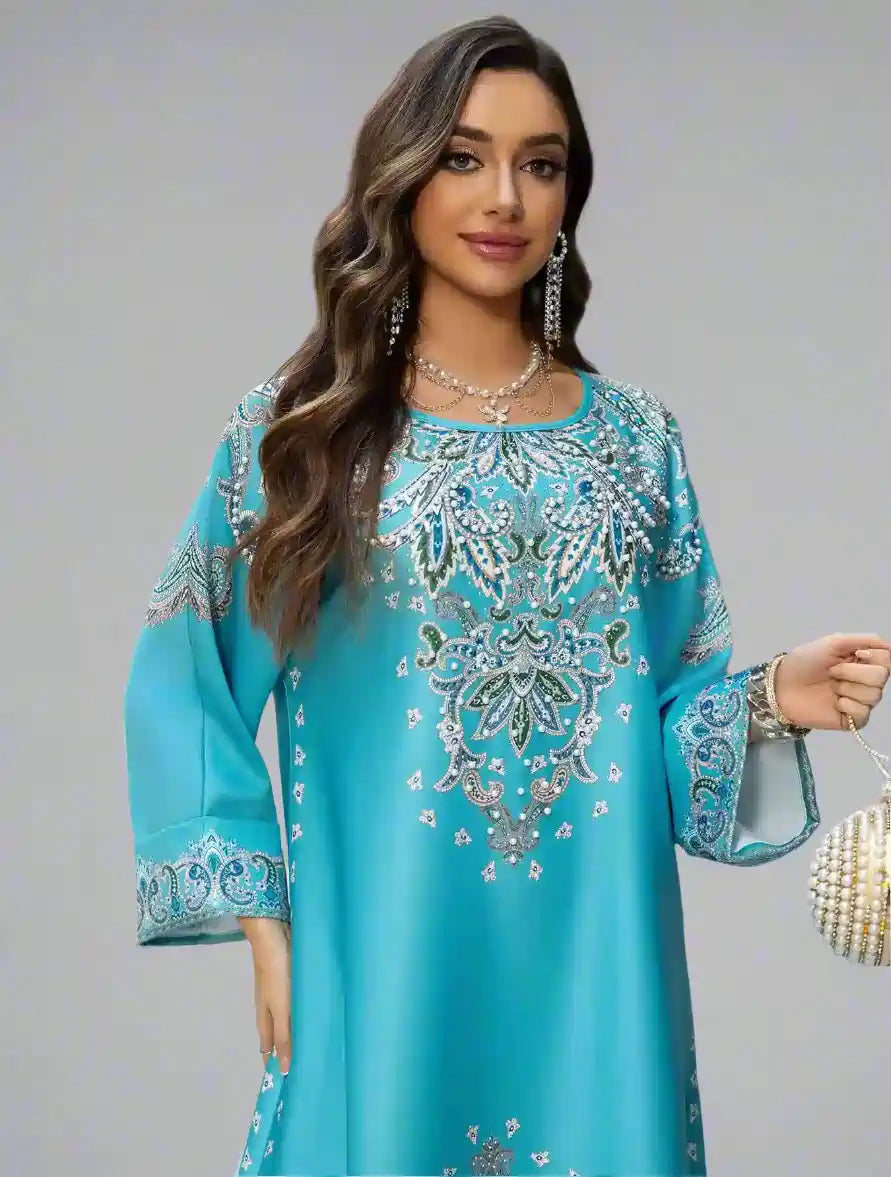 Dark Green, Light Apricot, Blue