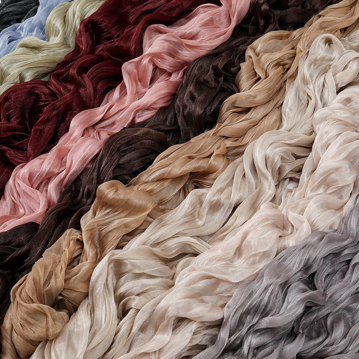 Muslim Women Shiny Pleated Hijab Scarf #26YW555