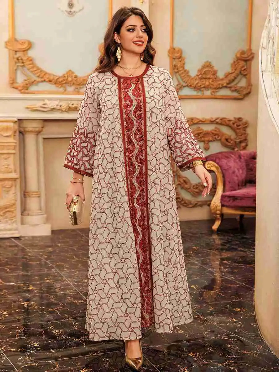 Eid Dress Sequins Embroidery Jalabiya Caftan Kaftan Dress