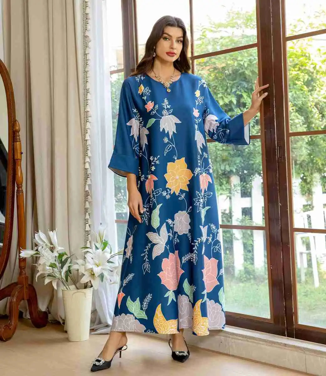 فستان العيد قفطان مطرز بأحجار الراين