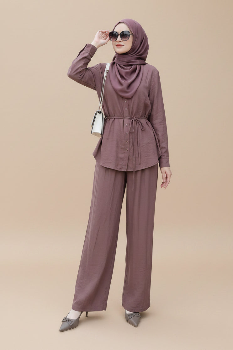 Muslim Women Daily Wear 2 Pieces Tops And Pants Suit Set #26386