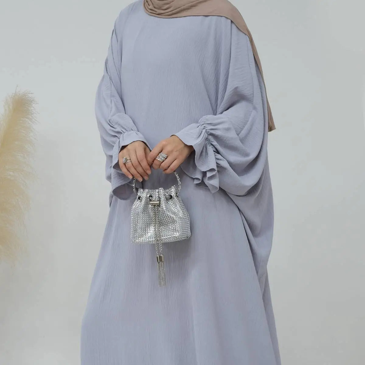Modest Fashion Wrinkle Fabric Abaya Dress