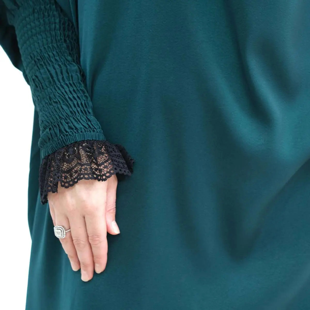Satin Lace Cuffs Overhead Jilbab Abaya Prayer Dress