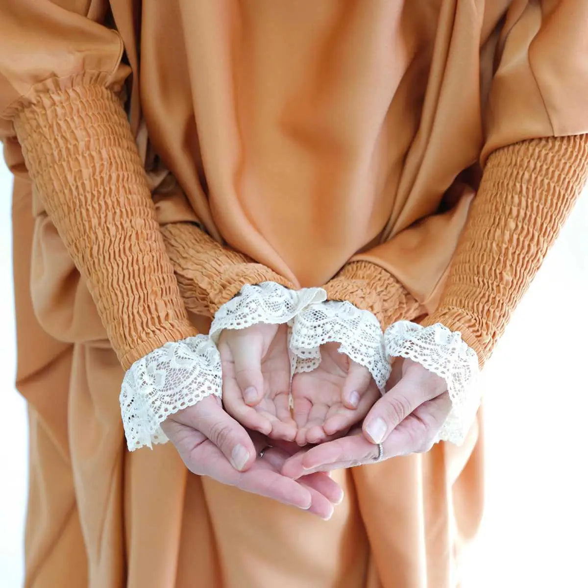Satin Lace Cuffs Overhead Jilbab Abaya Prayer Dress