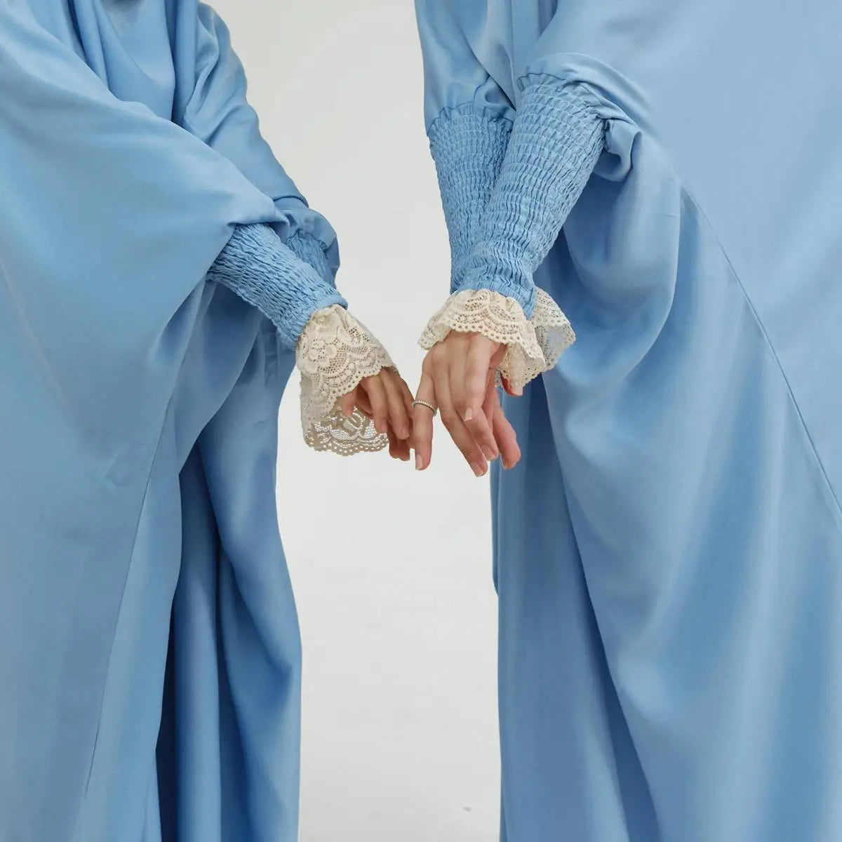 Satin Lace Cuffs Overhead Jilbab Abaya Prayer Dress