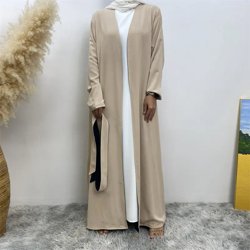 عباية نسائية إسلامية مفتوحة قابلة للعكس مع جيب