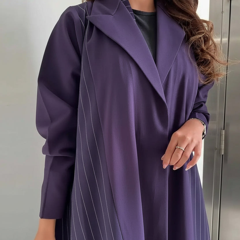 Cardigan Open Abaya Dress - Purple - #25178