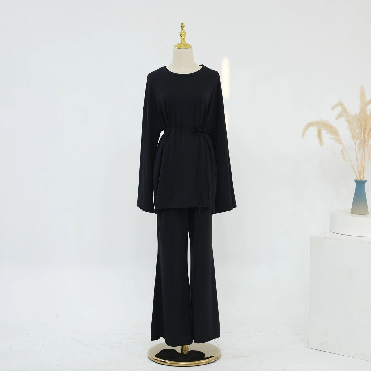 طقم ملابس يومية للنساء المسلمات مكون من قطعتين، بلوزة وبنطلون، #251131