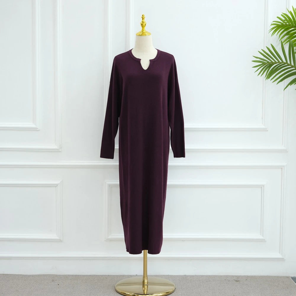 Heavy Thick Knitted Abaya Dress #25W011