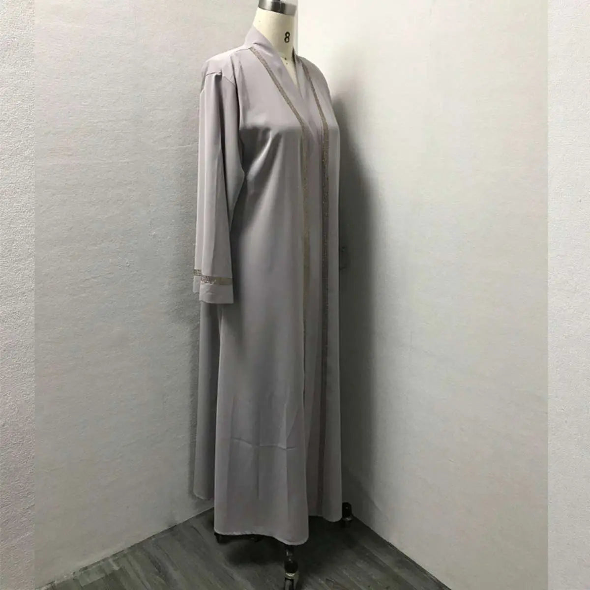 فستان عباية مفتوح من كارديجان للنساء المسلمات مزين بأحجار الراين