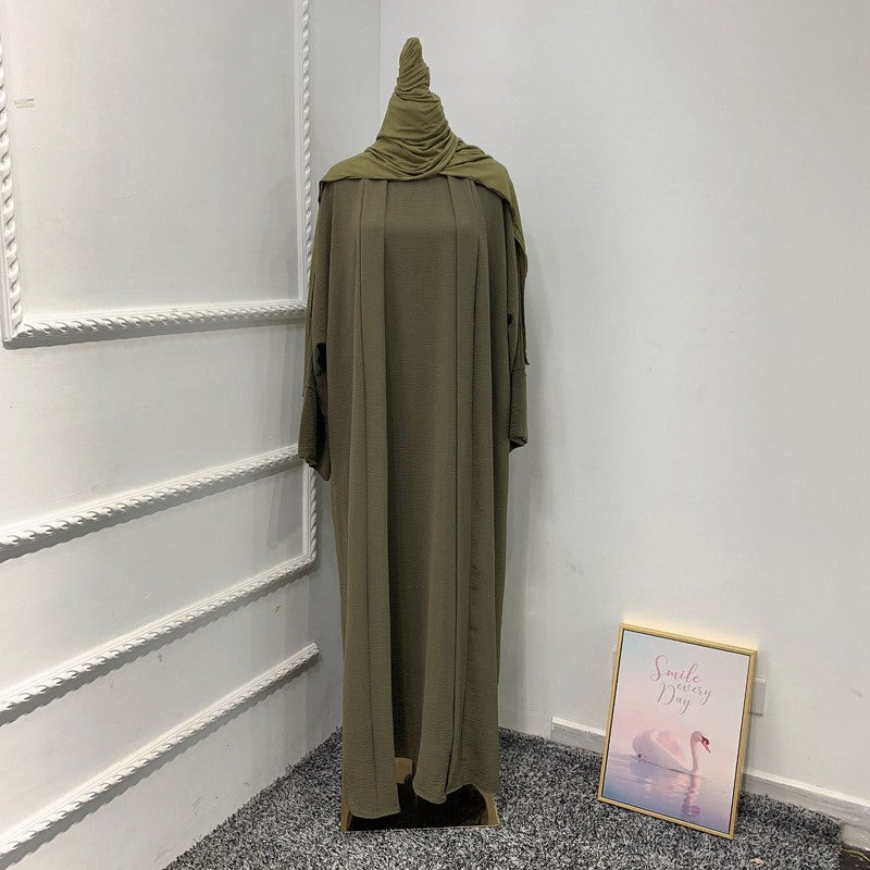 3 Pieces Set Abaya Dress Arab Women Clothing Suit With Out Abaya, Inner Dress And Scarf