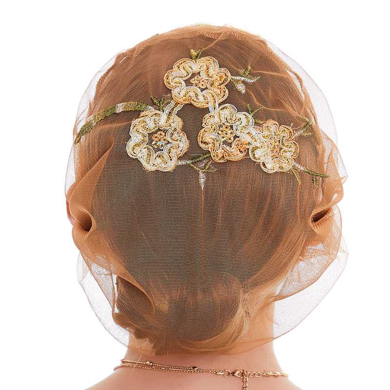 Fashion Muslim Women Arab Embroidery Hijab Caps Hat Turban