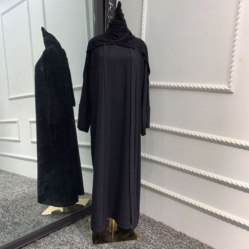 3 Pieces Set Abaya Dress Arab Women Clothing Suit With Out Abaya, Inner Dress And Scarf