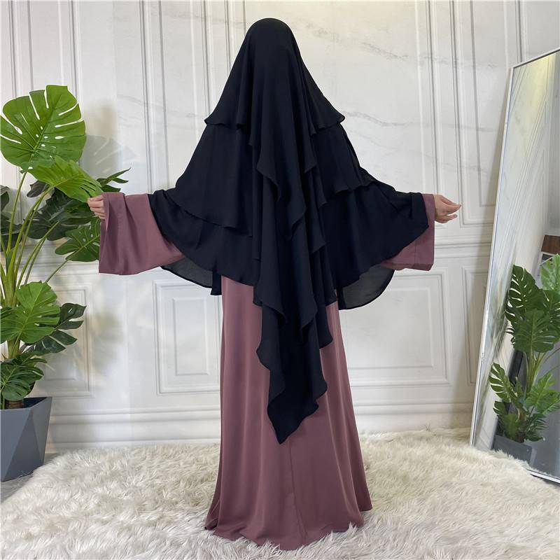 15 Color Options 3 Layer Chiffon Long Khimar For Arab Women