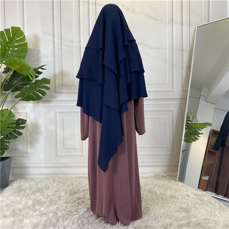 15 Color Options 3 Layer Chiffon Long Khimar For Arab Women