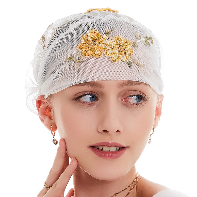 Fashion Muslim Women Arab Embroidery Hijab Caps Hat Turban