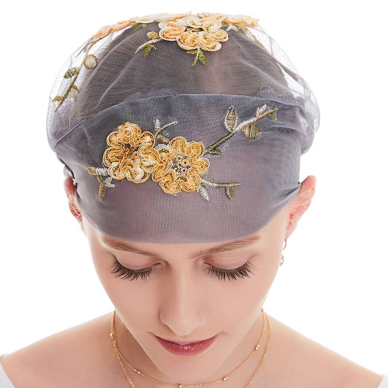 Fashion Muslim Women Arab Embroidery Hijab Caps Hat Turban