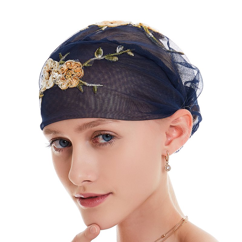 Fashion Muslim Women Arab Embroidery Hijab Caps Hat Turban