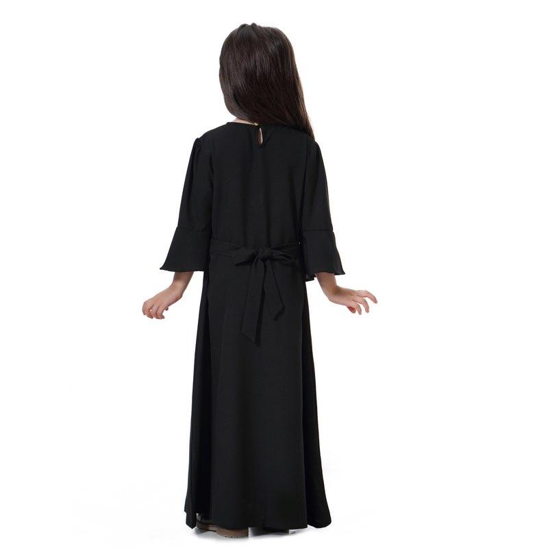 Fashion Simple Girls Abaya Dress Middle East Arab Kids Clothing