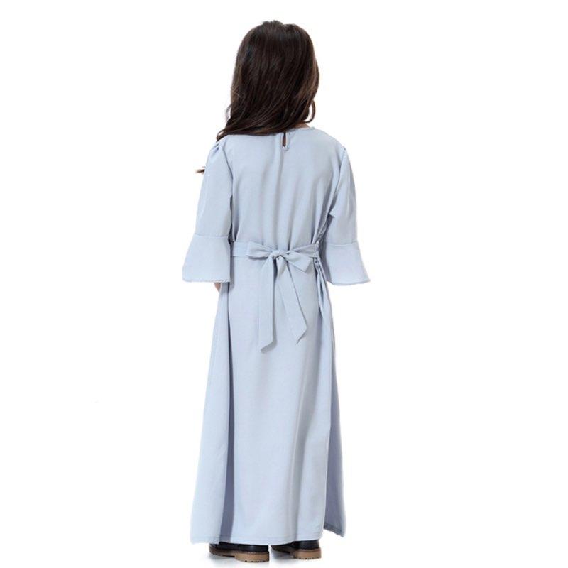 Fashion Simple Girls Abaya Dress Middle East Arab Kids Clothing