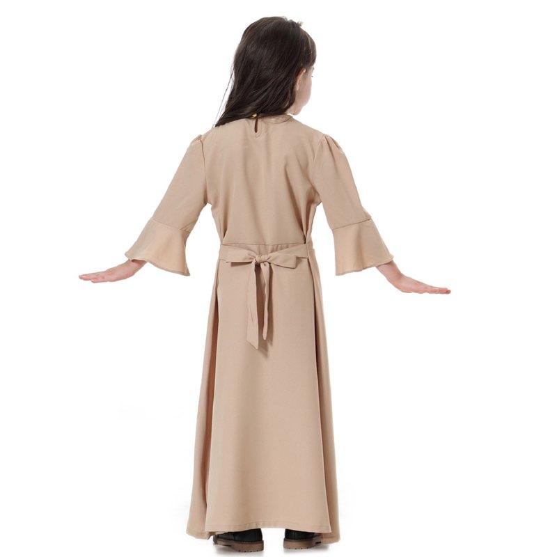 Fashion Simple Girls Abaya Dress Middle East Arab Kids Clothing