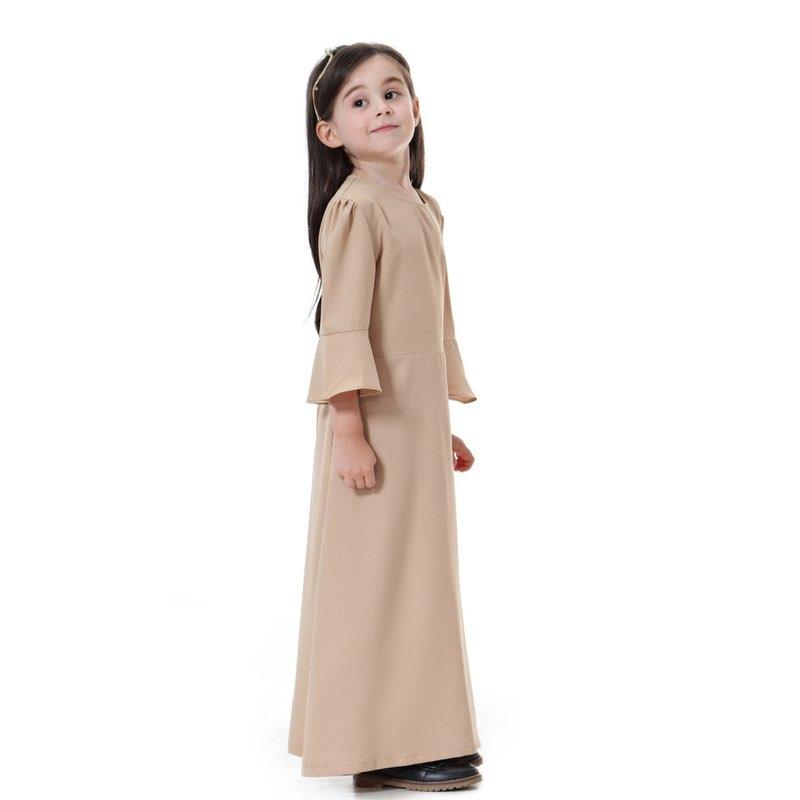 Fashion Simple Girls Abaya Dress Middle East Arab Kids Clothing