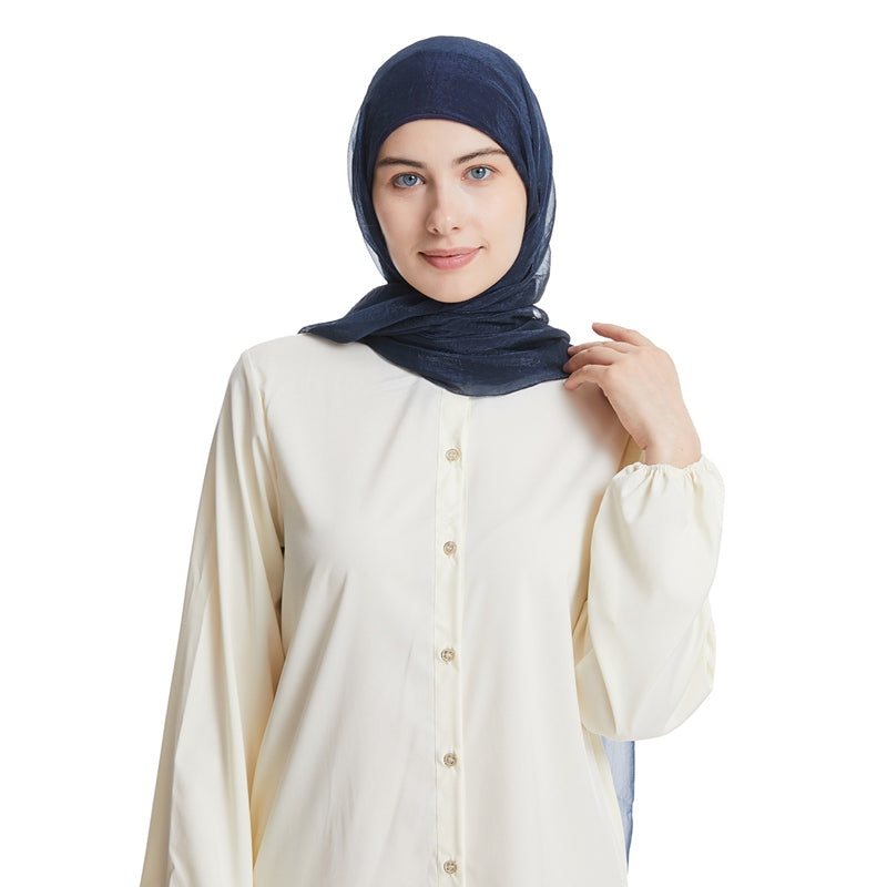 طقم وشاح حجاب شيفون مع غطاء للرأس