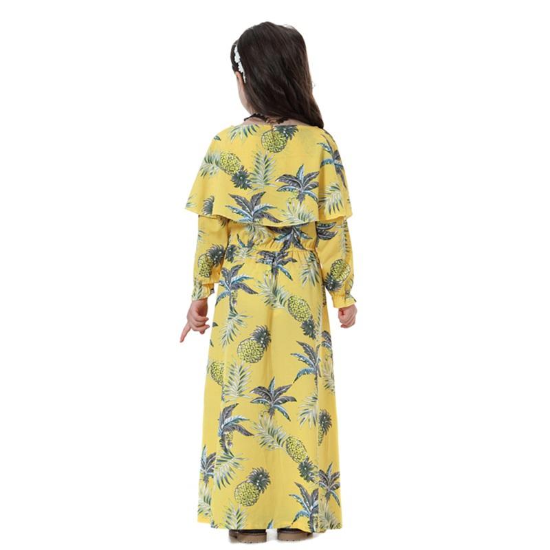 فستان عباية طويل مطبوع عليه زهور للفتيات العربيات من الشرق الأوسط