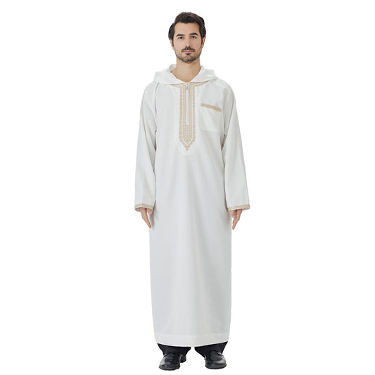 Arabic Mens Djellaba Jubba Hooded Thobe - Islamic Emirati Muslim Thawb - #26T847