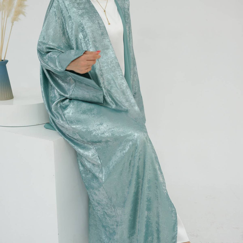 Cardigan Open Abaya Dress - Bronzing Fabric