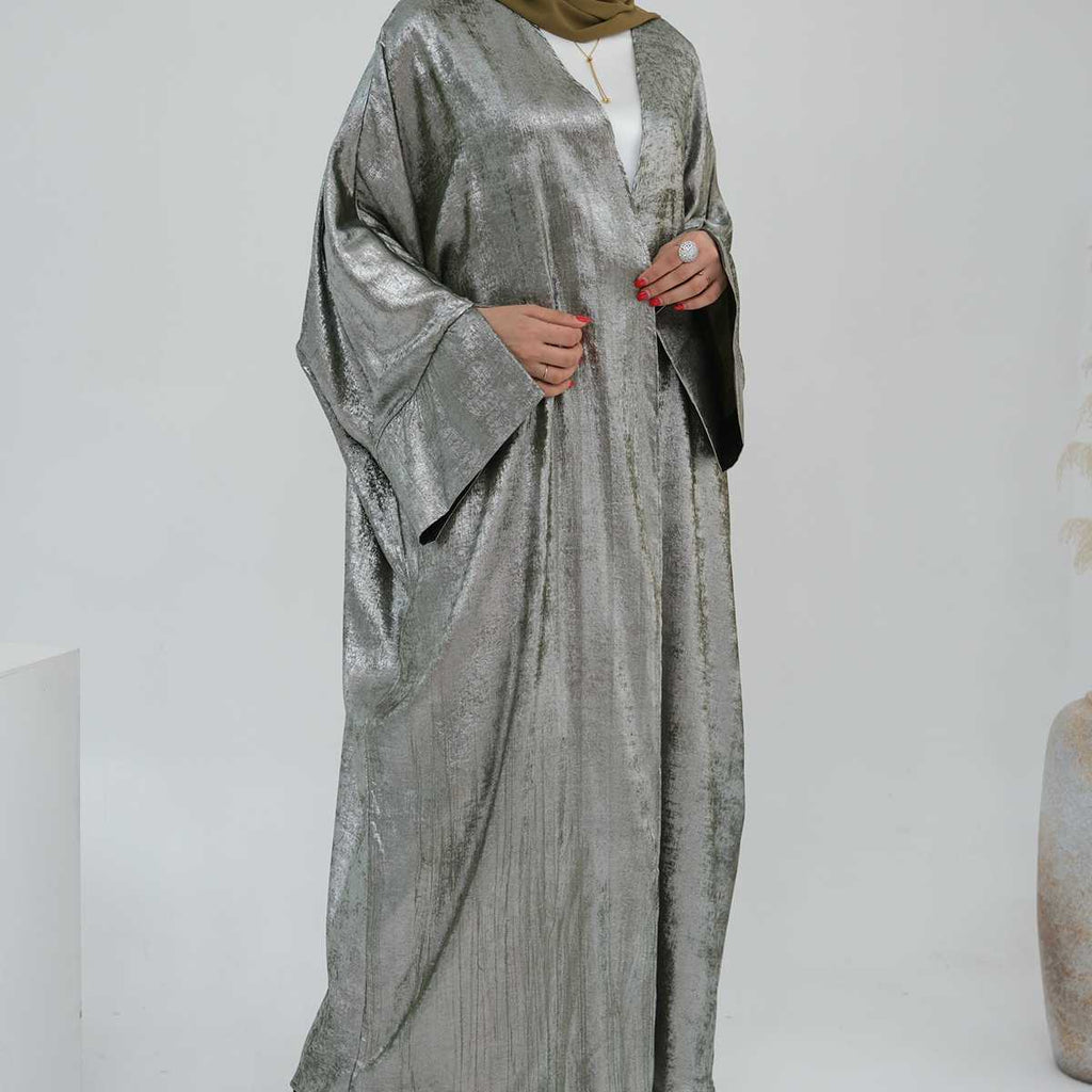Cardigan Open Abaya Dress - Bronzing Fabric