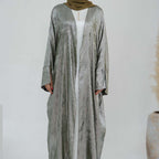 Cardigan Open Abaya Dress - Bronzing Fabric