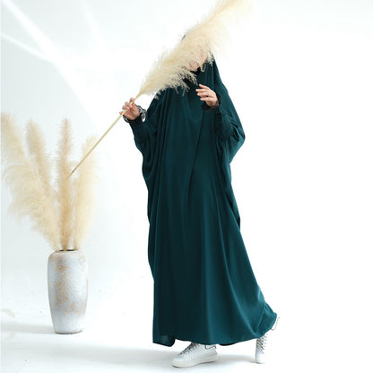 Satin Lace Cuffs Overhead Jilbab Abaya Prayer Dress