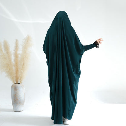 Satin Lace Cuffs Overhead Jilbab Abaya Prayer Dress