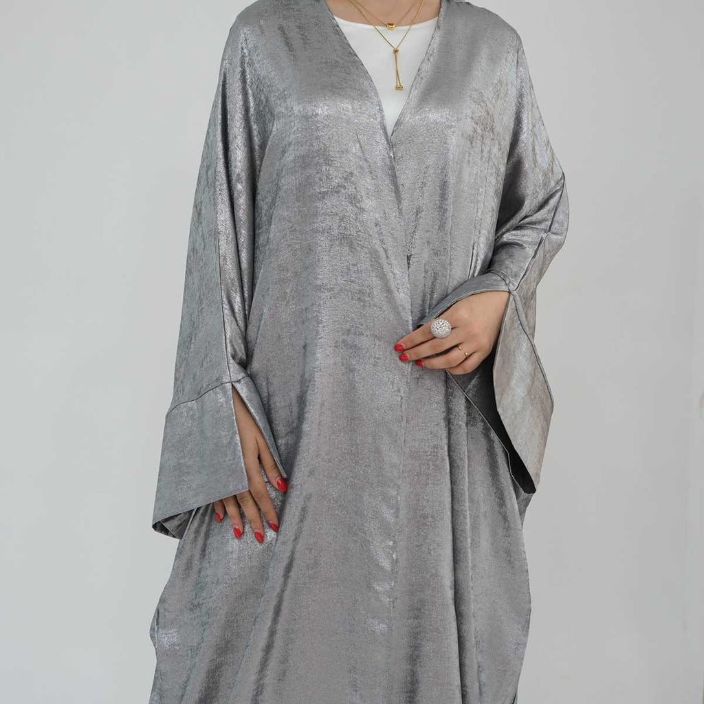 Cardigan Open Abaya Dress - Bronzing Fabric