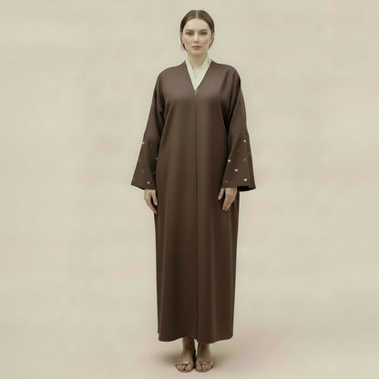 Heart Embroidery Cardigan Open Abaya Dress