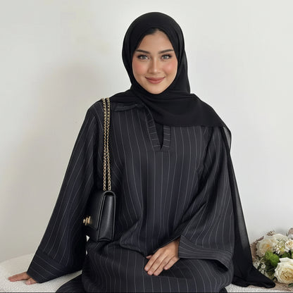 Muslim Women V-Neck Abaya Dress #261166