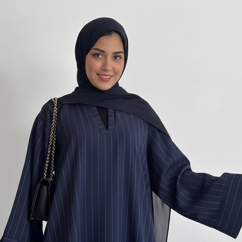 Muslim Women V-Neck Abaya Dress #261166