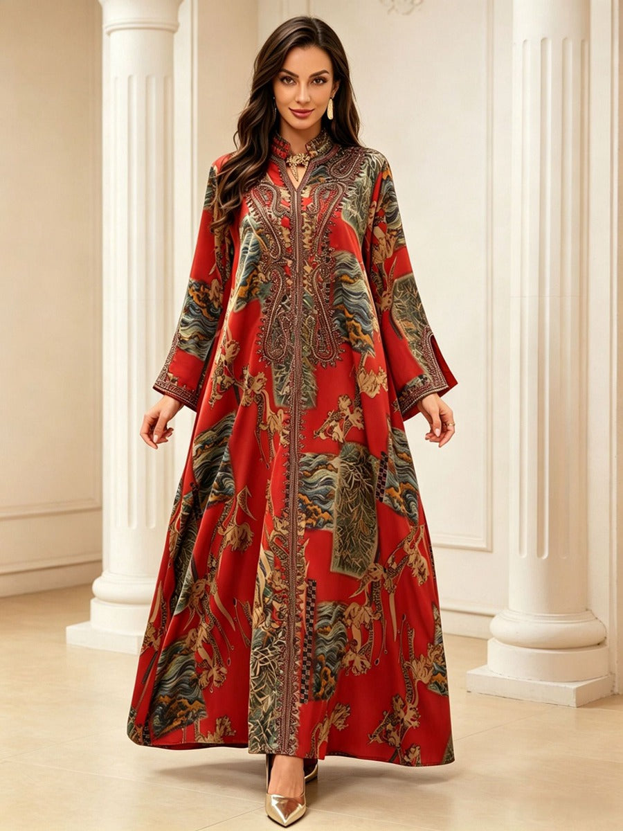 Rope Embroidery Kaftan Caftan Dress For Muslim Women - Eid Dress Mukhawar Jalabiya - #26237