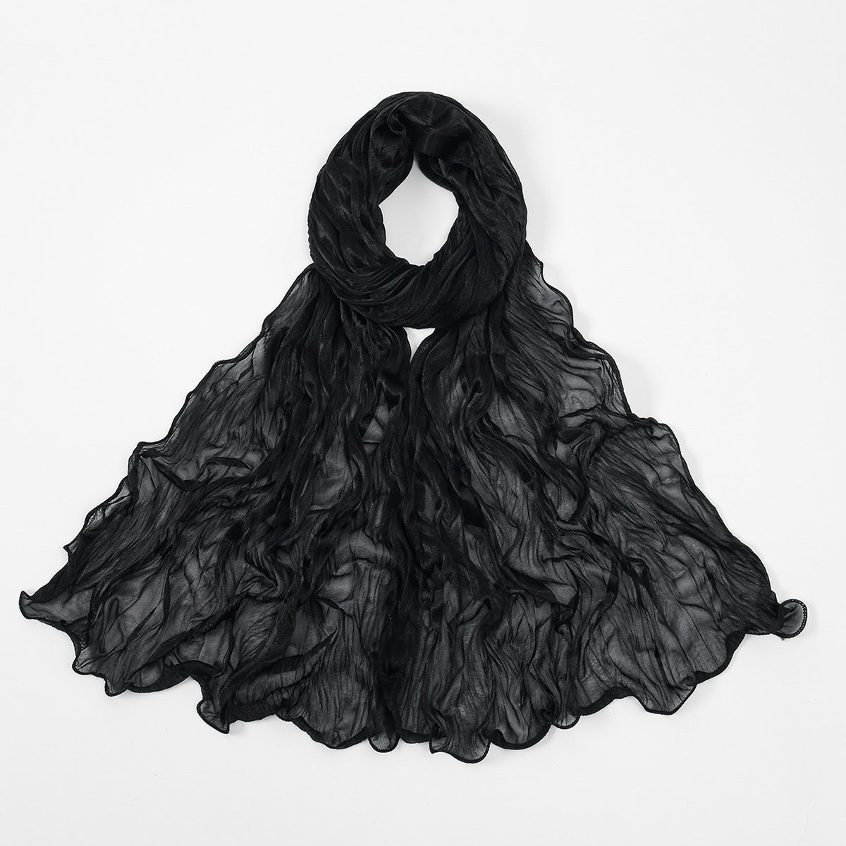 Muslim Women Shiny Pleated Hijab Scarf #26YW555