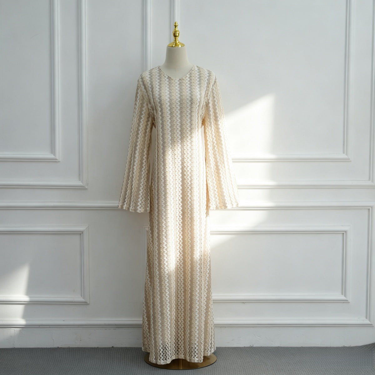 Rainbow Jacquard Double-layer Abaya Dress #261374