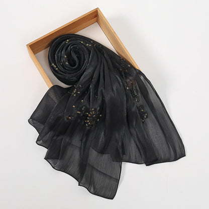 Muslim Women Sequins Embroidery Hijab Scarf #26VE175